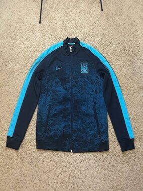 Manchester City Nike 2015-16 Blue Away Full Zip Anthem Track Jacket Size L EUC